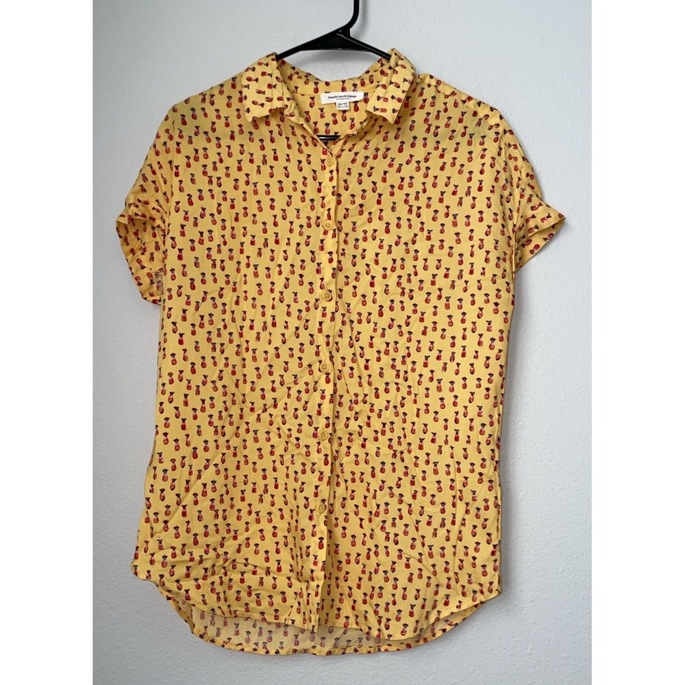 Beach Lunch Lounge Yellow Short Sleeved Top‎ XS
